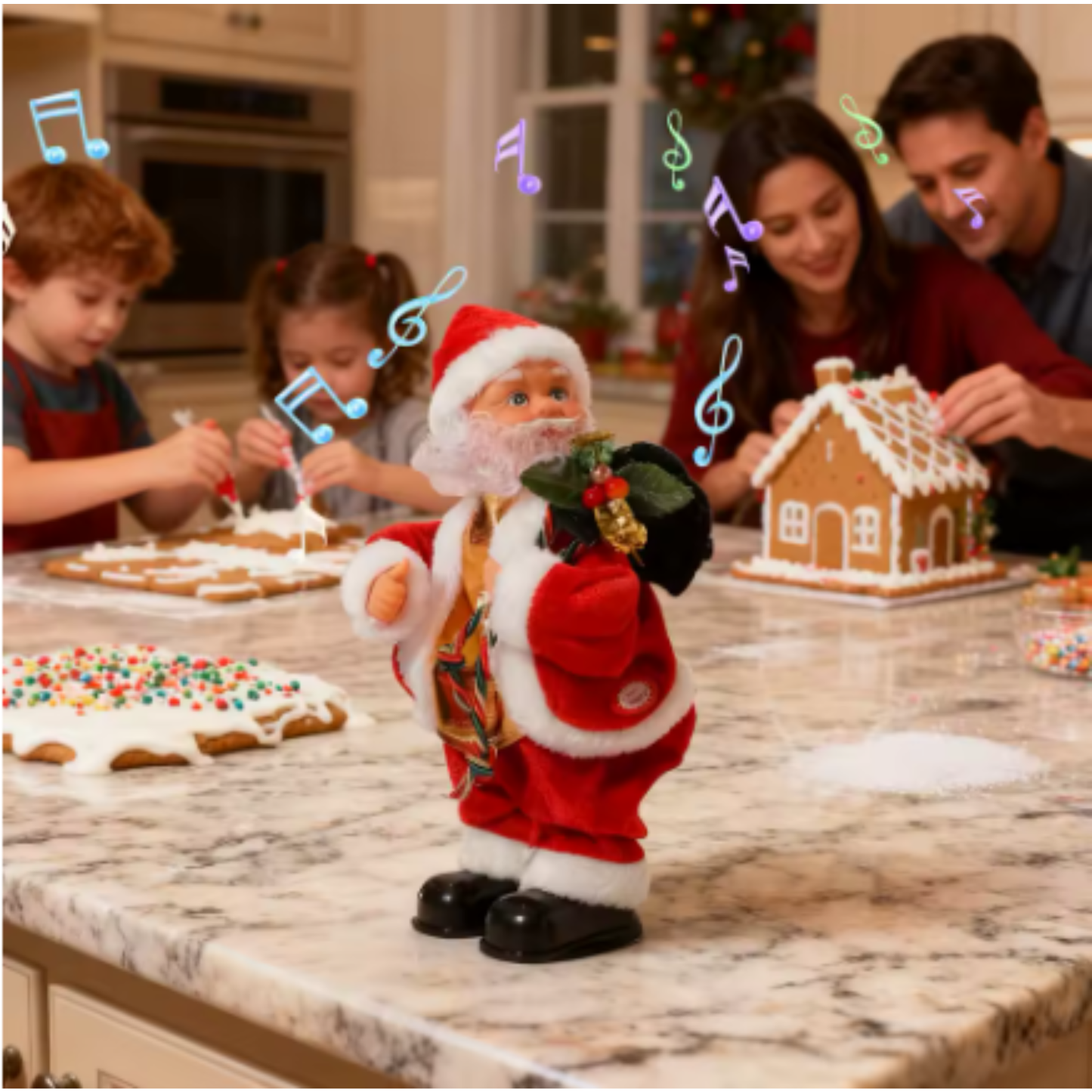 Papá Noel Bailarín Animado – Muñeco Musical con Movimiento de Caderas y Manos